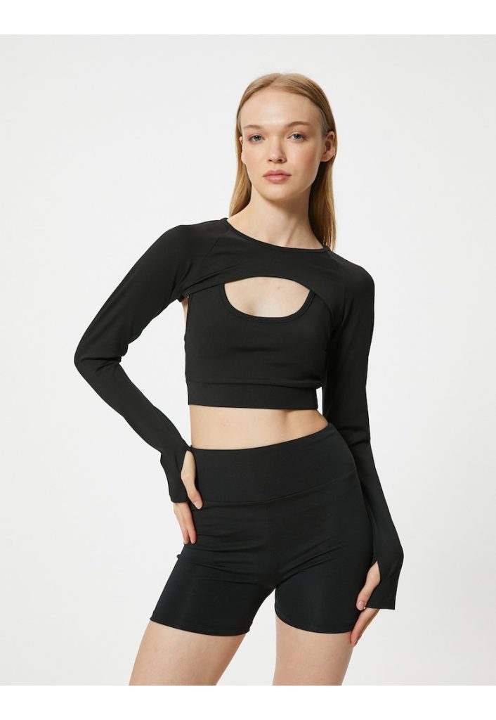 Bluza crop pentru fitness-FEMEI-