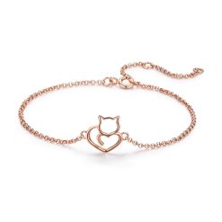 Bratara din argint Rose Gold Lovely Cat-Bratari >> Bratari din argint