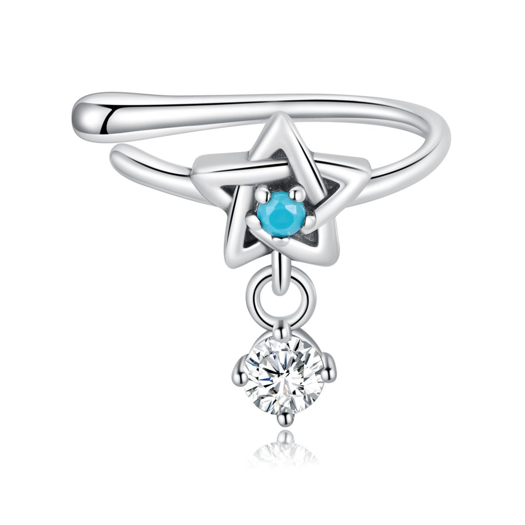 CERCEL din argint Blue Crystal Star-Cercei >> CERCEL