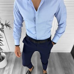 Camasa barbati slim fit albastra 12657 W2-Camasi barbati