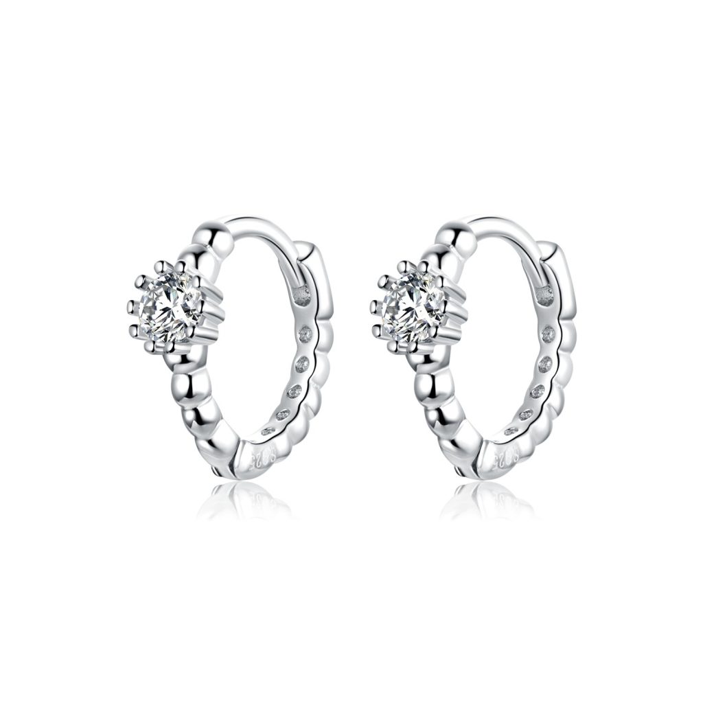 Cercei din argint Big Crystal Hoops-Cercei