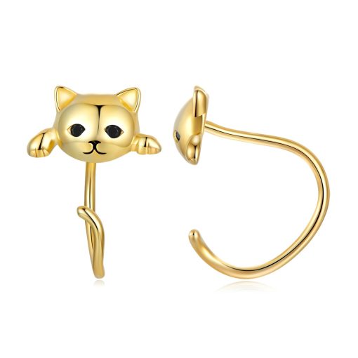 Cercei din argint Cats Cuffs gold-Cercei >> Cercei din argint