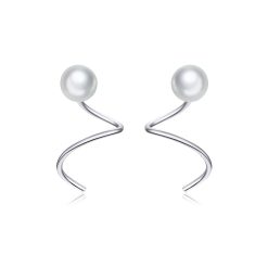 Cercei din argint Circle Pearl Earrings-Cercei >> Cercei din argint