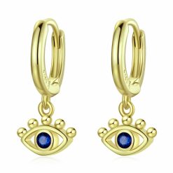 Cercei din argint Golden Blue Eyes-Cercei >> Cercei din argint