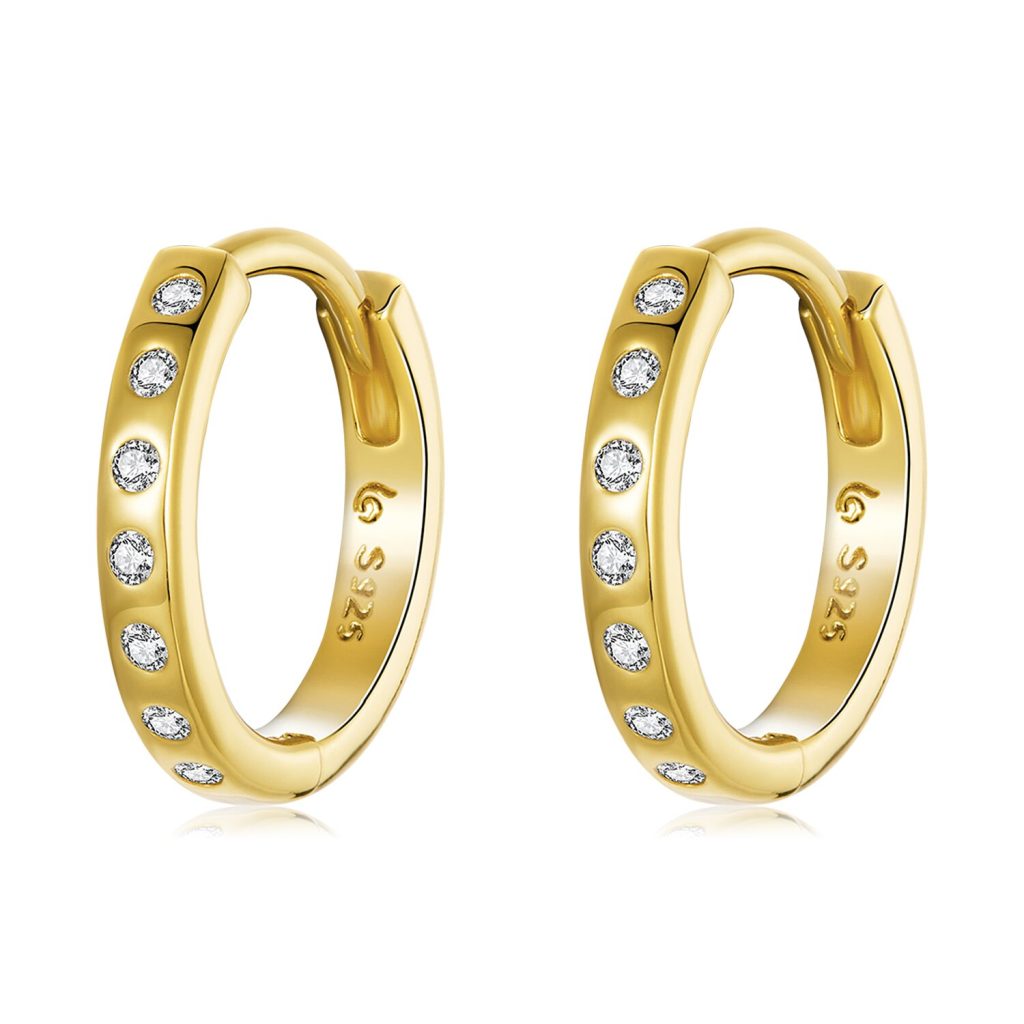 Cercei din argint Golden Crystals Hoops-Cercei >> Cercei din argint