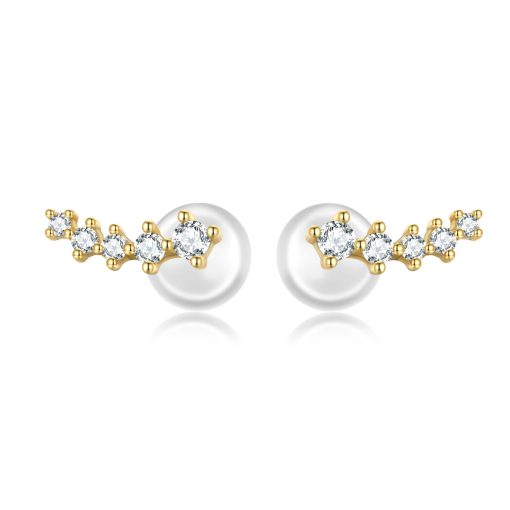 Cercei din argint Golden Studded Crystals-Cercei >> Cercei din argint