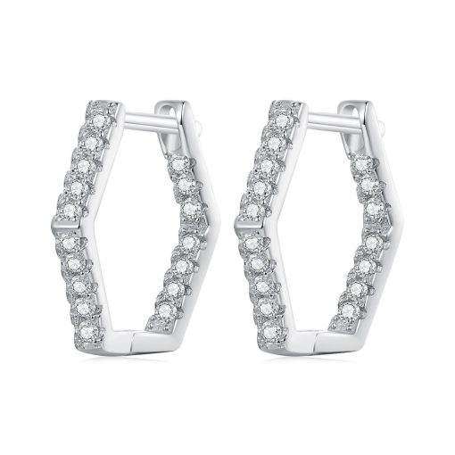 Cercei din argint Hexagonal Sparkle Studs-Cercei >> Cercei din argint