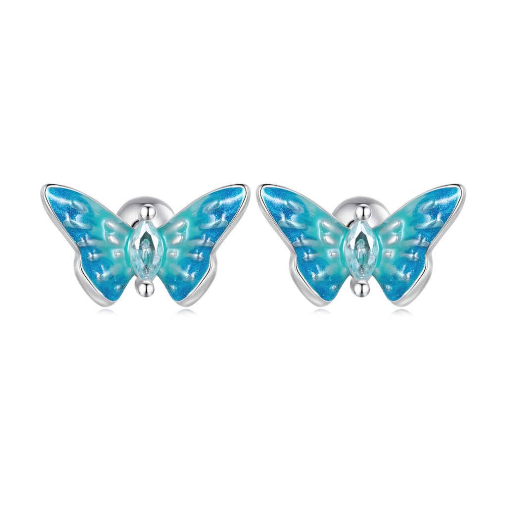 Cercei din argint Light Blue Butterflies-Cercei >> Cercei din argint