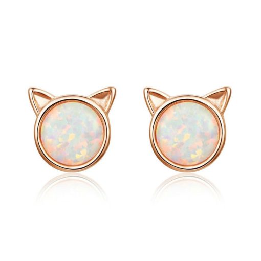 Cercei din argint Rose Gold Cat-Cercei >> Cercei din argint