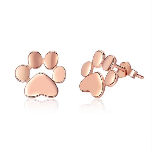 Cercei din argint Rose Gold Paws-Cercei >> Cercei cu cristale