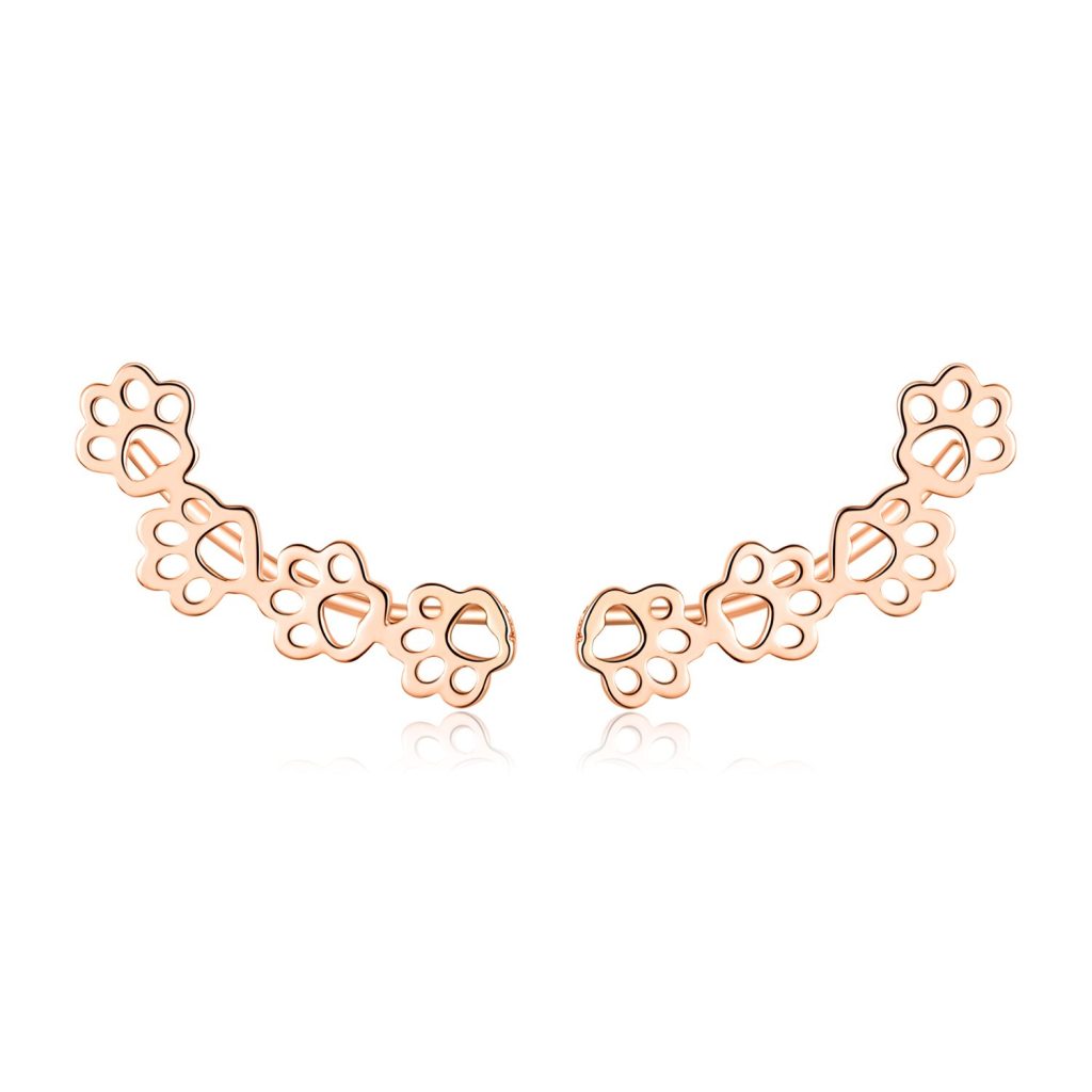 Cercei din argint Rose Gold Paws Four-Cercei >> Cercei din argint