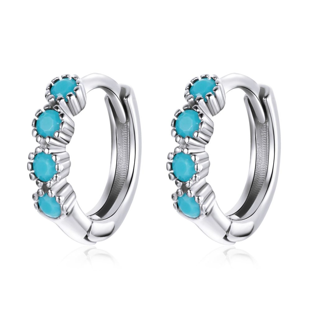 Cercei din argint Silvery Blue Hoops-Cercei >> Cercei din argint