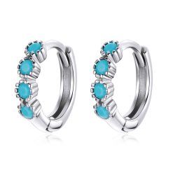 Cercei din argint Silvery Blue Hoops-Cercei >> Cercei din argint