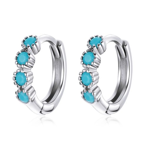 Cercei din argint Silvery Blue Hoops-Cercei >> Cercei din argint