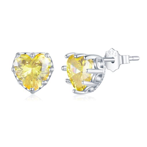 Cercei din argint Yellow Crystal Heart-Cercei >> Cercei din argint