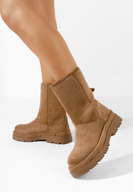 Cizme imblanite dama Tenderly V2 camel-Cizme tip UGG-Cizme tip UGG