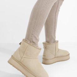 Cizme tip ugg Diorela bej-Cizme tip UGG-Cizme dama piele