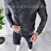 Geaca barbati neagra piele ecologica B3031 Z23-Geci barbati > Geci de piele barbati