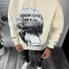 Hanorac barbati bej cu imprimeu slim fit k198 36-5-Hanorace