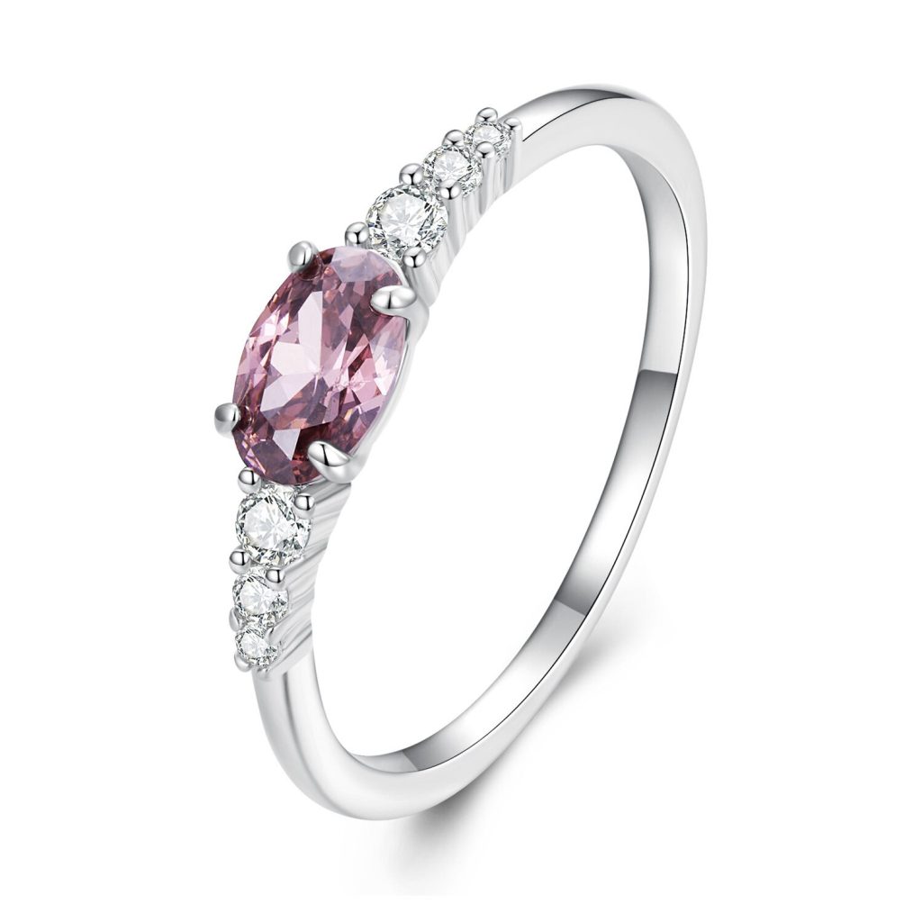 Inel din argint Cristal Oval Pink-Inele >> Inele din argint