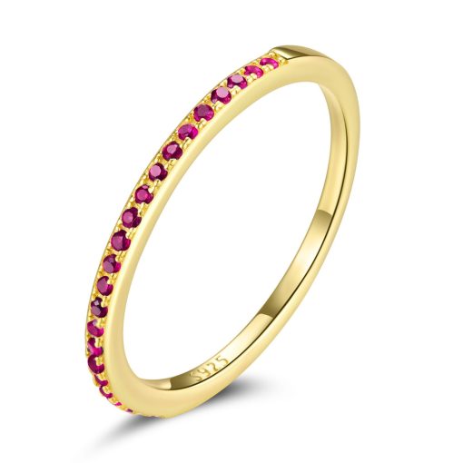 Inel din argint Golden Studded Magenta-Inele >> Inele din argint