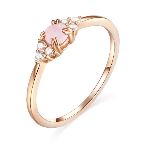 Inel din argint Rose Gold Pink Stone-Inele