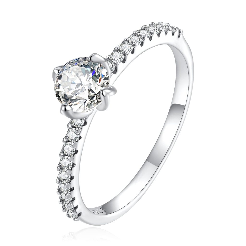 Inel din argint Thin Engagement Crystal-Inele >> Inele din argint