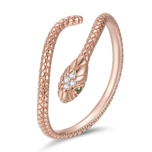 Inel reglabil din argint Rose Gold Snake-Inele >> Inele din argint