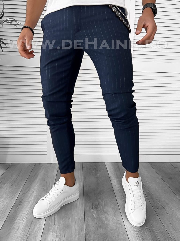 Pantaloni barbati casual regular fit bleumarin B7879 F1-5-Pantaloni > Pantaloni casual