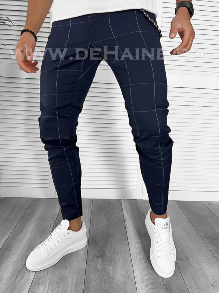 Pantaloni barbati casual regular fit bleumarin B7884 D6-3.3-Pantaloni > Pantaloni casual