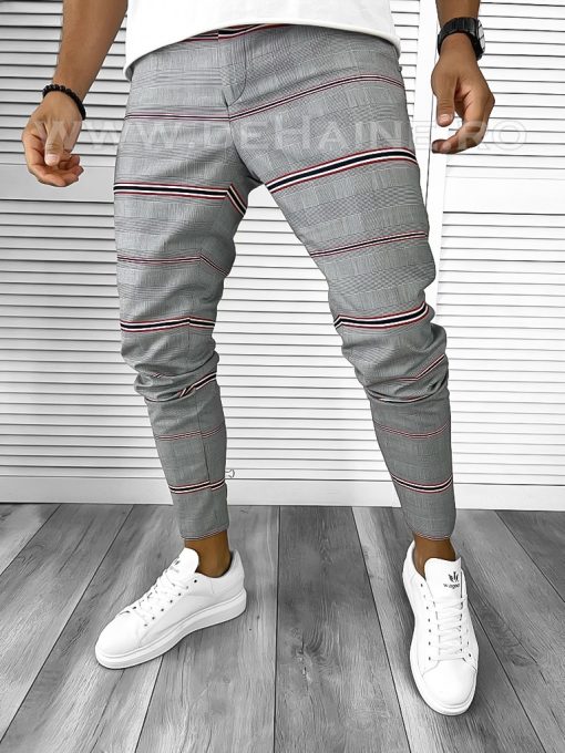 Pantaloni barbati casual regular fit gri A8433 O2-4.2-Pantaloni > Pantaloni casual