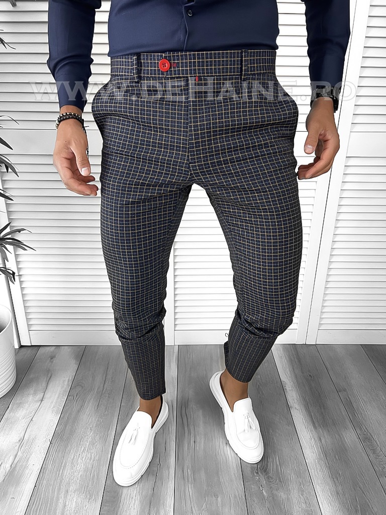 Pantaloni barbati eleganti carouri B9084 F2-4.3-Pantaloni > Pantaloni eleganti