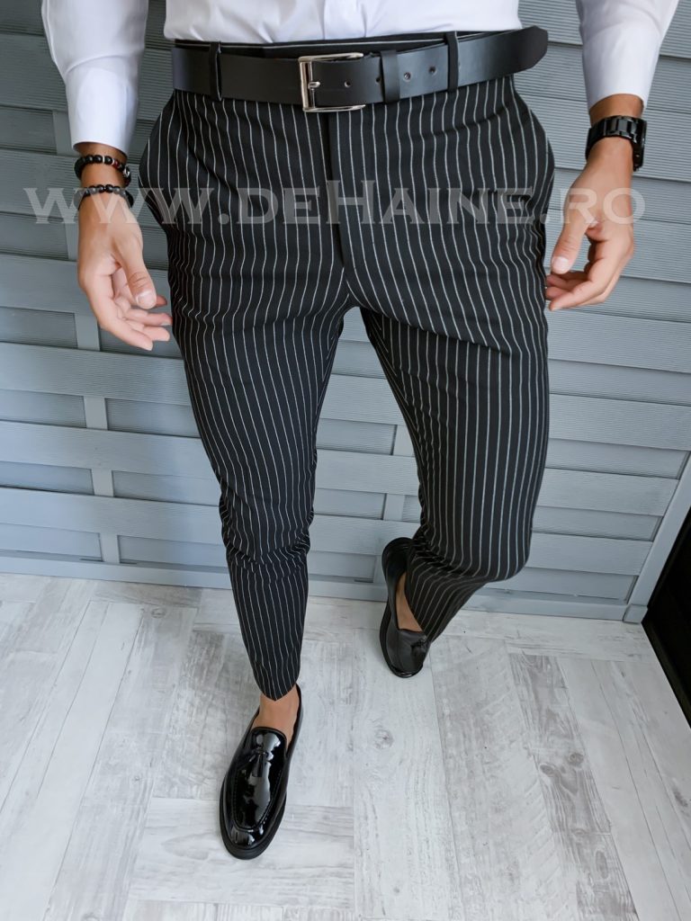 Pantaloni barbati eleganti negri B1810 P18-5.2-Pantaloni > Pantaloni eleganti