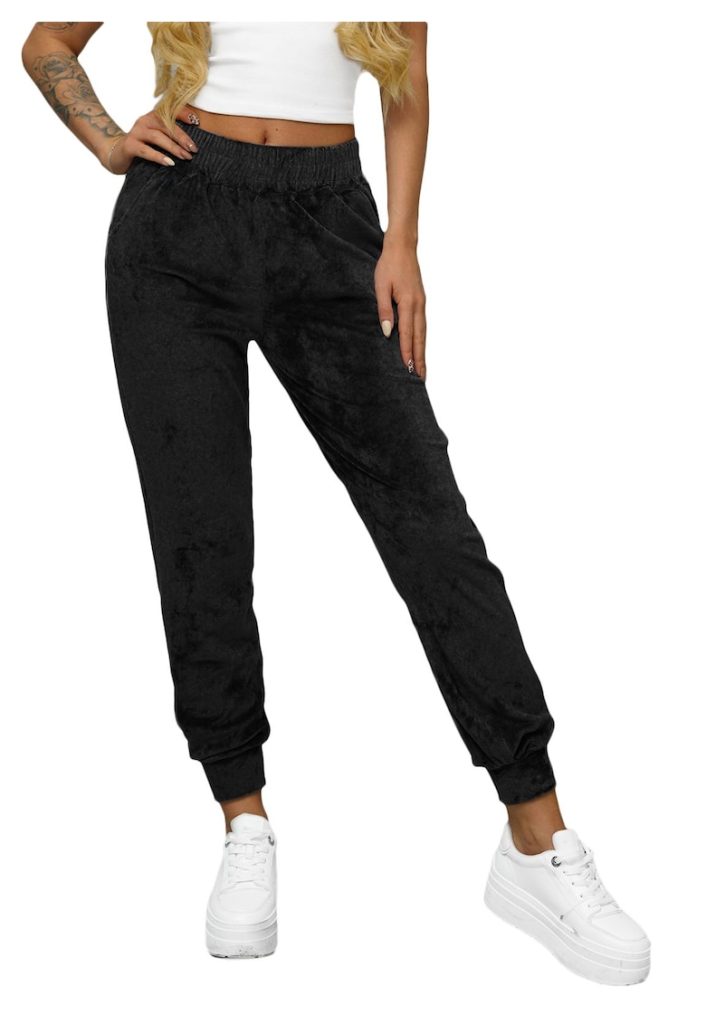 Pantaloni de trening din catifea femei JS/92K527-FEMEI-IMBRACAMINTE/Pantaloni si colanti