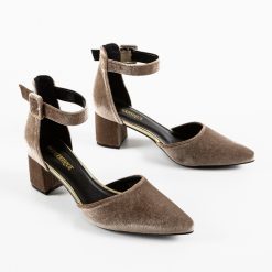 Pantofi cu toc Saif Khaki 5