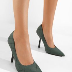 Pantofi cu toc stiletto Mara verzi-Pantofi Stiletto-Pantofi Stiletto