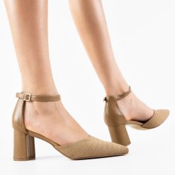 Pantofi dama Azaan Khaki-Pantofi cu toc-Pantofi cu toc