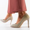 Pantofi dama Sharp Aurii-Pantofi cu toc-Pantofi cu toc