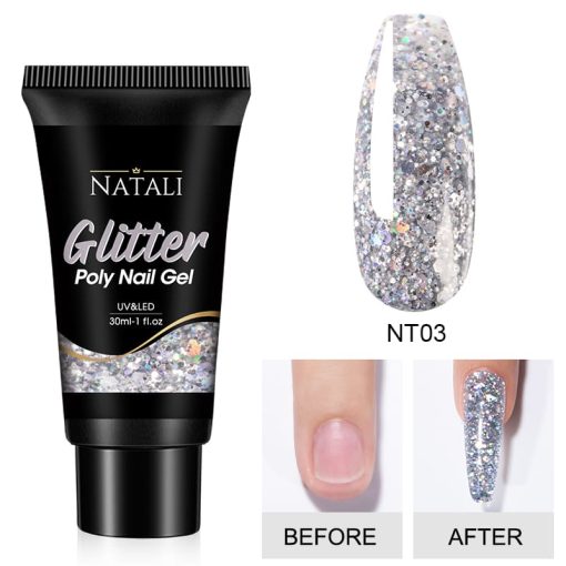 Polygel Glitter Natali NT03 30gr - NT01 - Everin-GEL DE UNGHII / GEL DE CONSTRUCTIE ❤️ > Polygel Glitter Natali