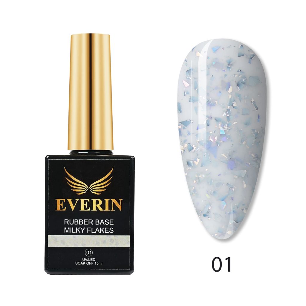 Rubber Cover Base Everin 15ml- MILKY FLAKES 01 - MF-01 - Everin.ro-EVERIN > RUBBER BASE / BAZA RUBBER ❤️ > Baza rubber color Everin