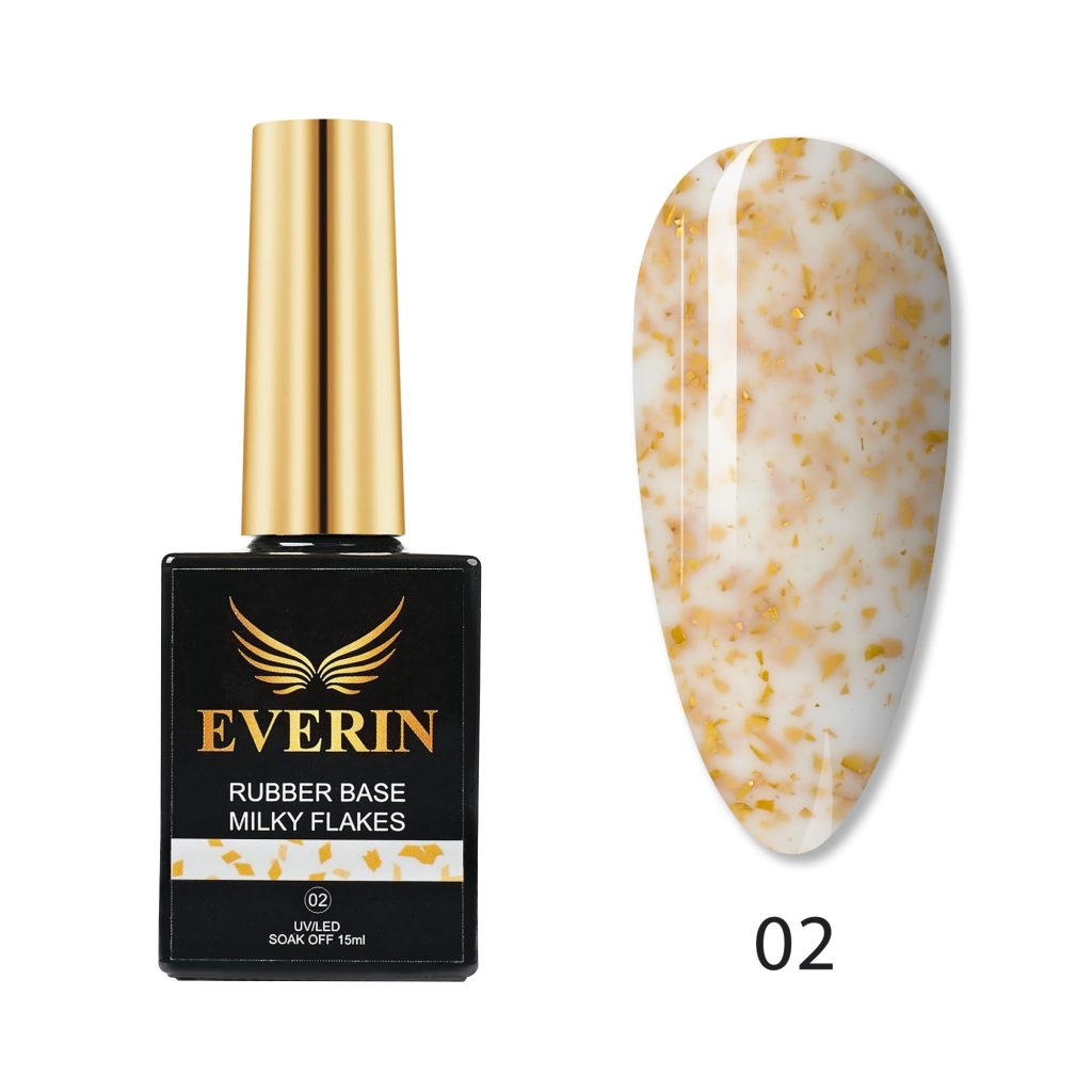 Rubber Cover Base Everin 15ml- MILKY FLAKES 02 - MF-02 - Everin.ro-EVERIN > RUBBER BASE / BAZA RUBBER ❤️ > Baza rubber color Everin