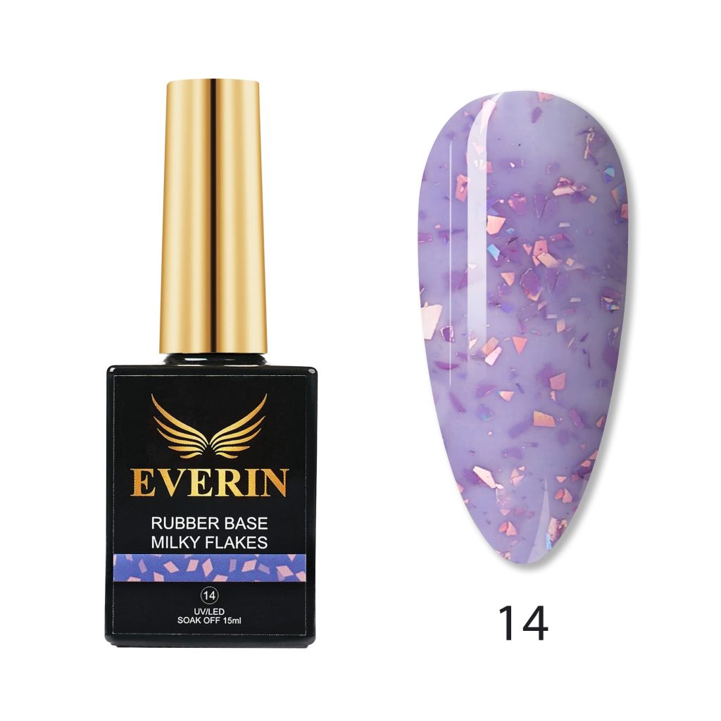 Rubber Cover Base Everin 15ml- MILKY FLAKES 14 - MF-01 - EVERIN-EVERIN > RUBBER BASE / BAZA RUBBER ❤️ > Baza rubber color Everin