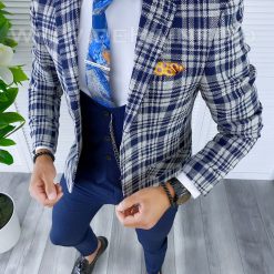 Sacou barbati in carouri slim fit B5293 12-Sacouri barbati