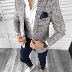 Sacou barbati slim fit albastru 732 I9-4-Sacouri barbati