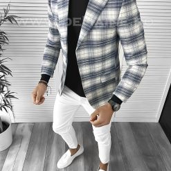 Sacou barbati slim fit in carouri B9745 16-2.3-Sacouri barbati