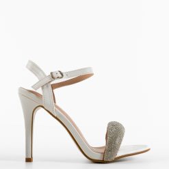 Sandale cu toc Cybill Albe 3
