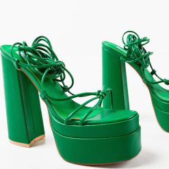 Sandale cu toc French Verzi 2