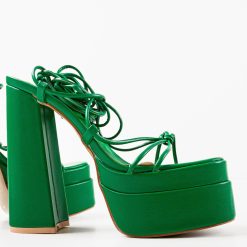 Sandale cu toc French Verzi 3