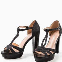 Sandale cu toc Haas Negre 4