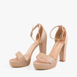 Sandale cu toc Hasna Aurii 3